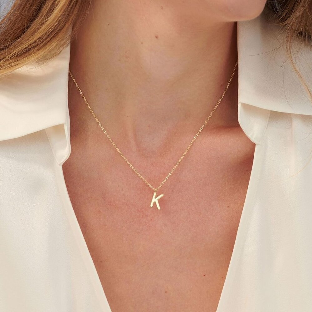 Initial Necklace Women 14k Gold Plated Dainty Alphabet A-Z Gift - Picture 5 of 6